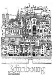 Edinburgh's main monuments (Architecture, countries and cities Coloring Page)