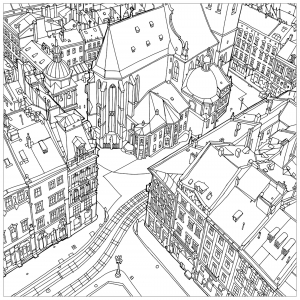 Kiev, merveille architecturale (Architecture, countries and cities Coloring Page)