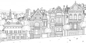 Painted Ladies, San Fransisco (Architecture, countries and cities Coloring Page)