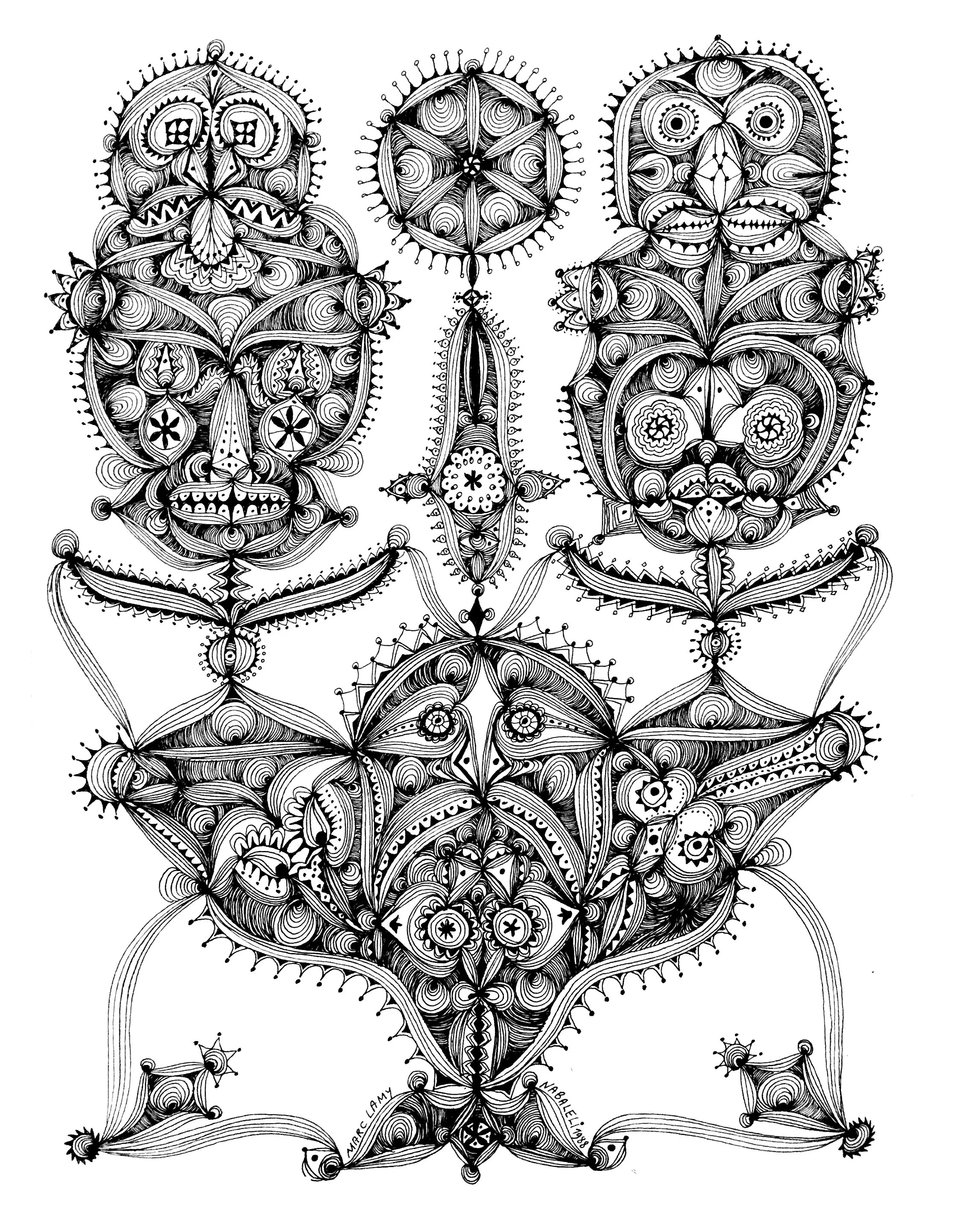 Art brut by Marc Lamy (Printable Coloring Page for adults)