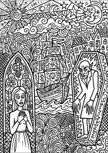 Dark fantasy universe inspired by Art Brut