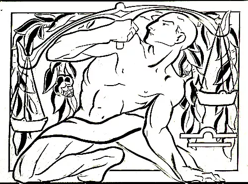 Decoration of the Chicago building, Art Deco style (Printable Coloring Page for adults)