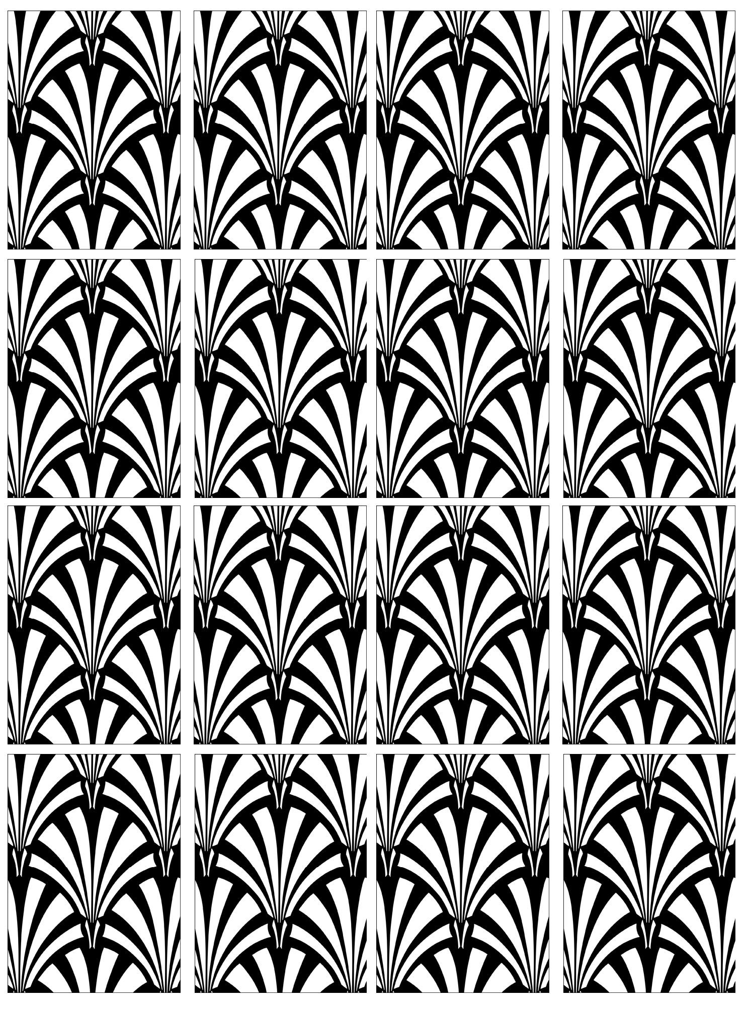 Complex mosaic of Art Deco motifs