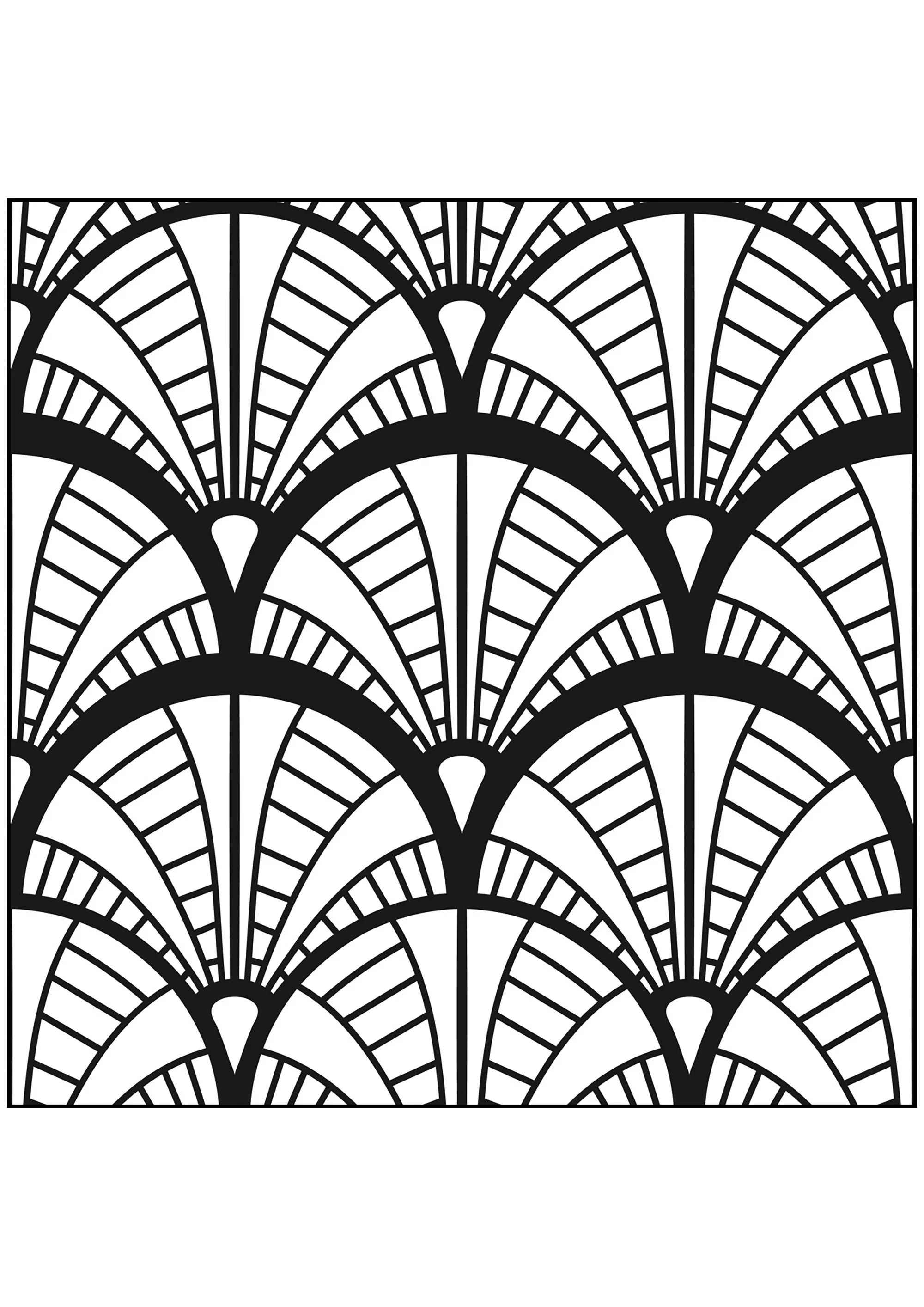 Art Deco motifs inspired by New York's Chrysler Building (Printable Coloring Page for adults)