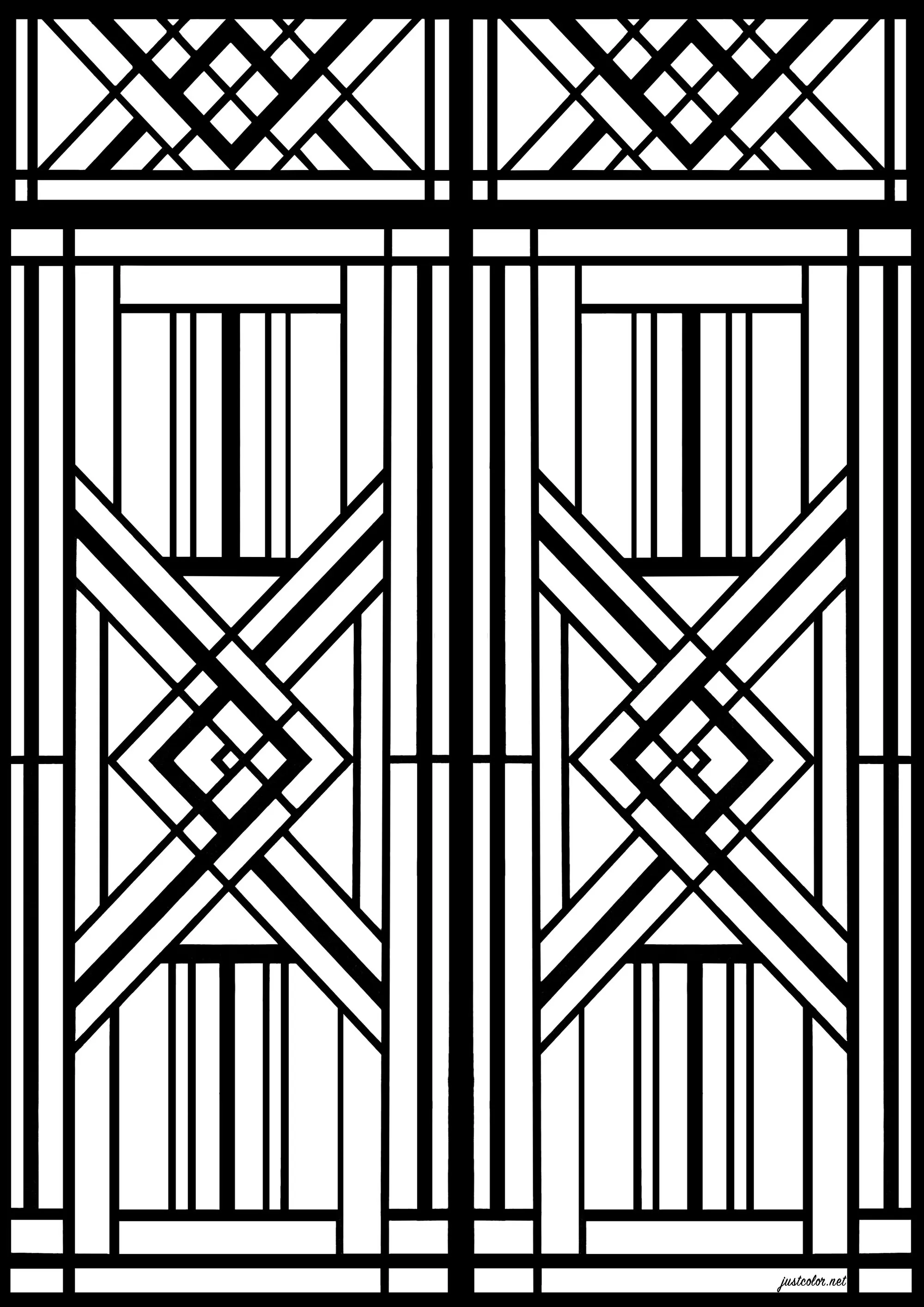 Art Déco Door in Paris (Printable Coloring Page for adults)