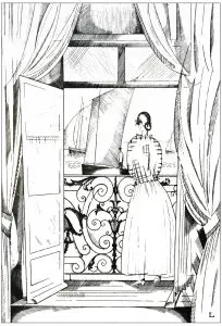 Art deco balcony over the sea by jean emile laboureur