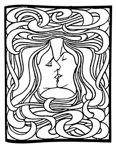 coloring-art-nouveau-from-le-baiser-by-peter-behrens-1898