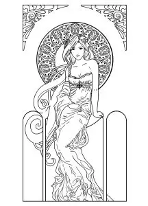 Drawing woman inspiration art nouveau