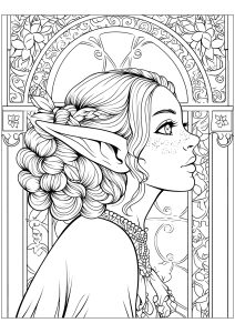 Drawing of an Elf in Art Nouveau style