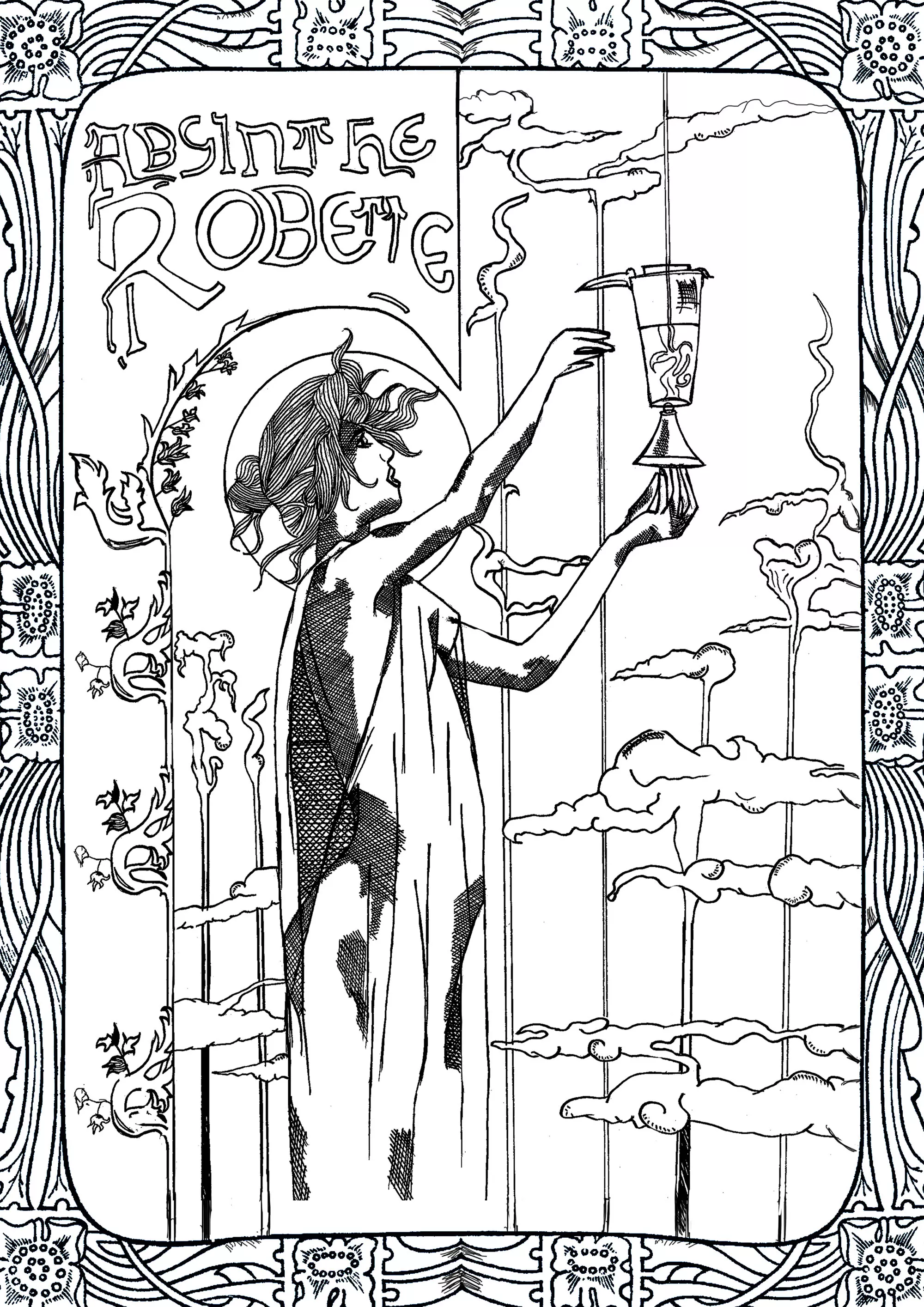 Coloriang-art-nouveau-by-valentin (Printable Art Nouveau Coloring Page for adults)