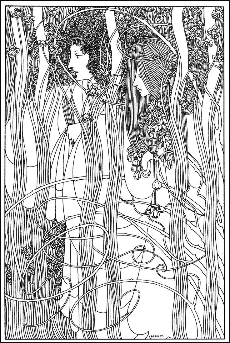 coloring will bradley art nouveau women