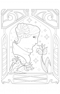 Coloring page adult Princess Leia by Juline