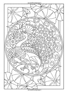 Art Nouveau peacock design (Coloring Page)