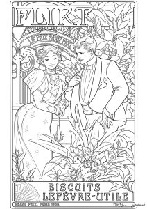 Flirting — Biscuits Lefèvre Utile, Alphonse Mucha, 1899