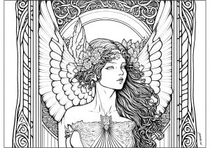 Art Nouveau fairy (Coloring Page)