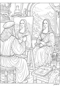 Léonard de Vinci peignant La Joconde