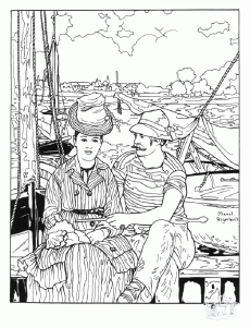 Printable Edouard Manet complex Coloring Pages for adults