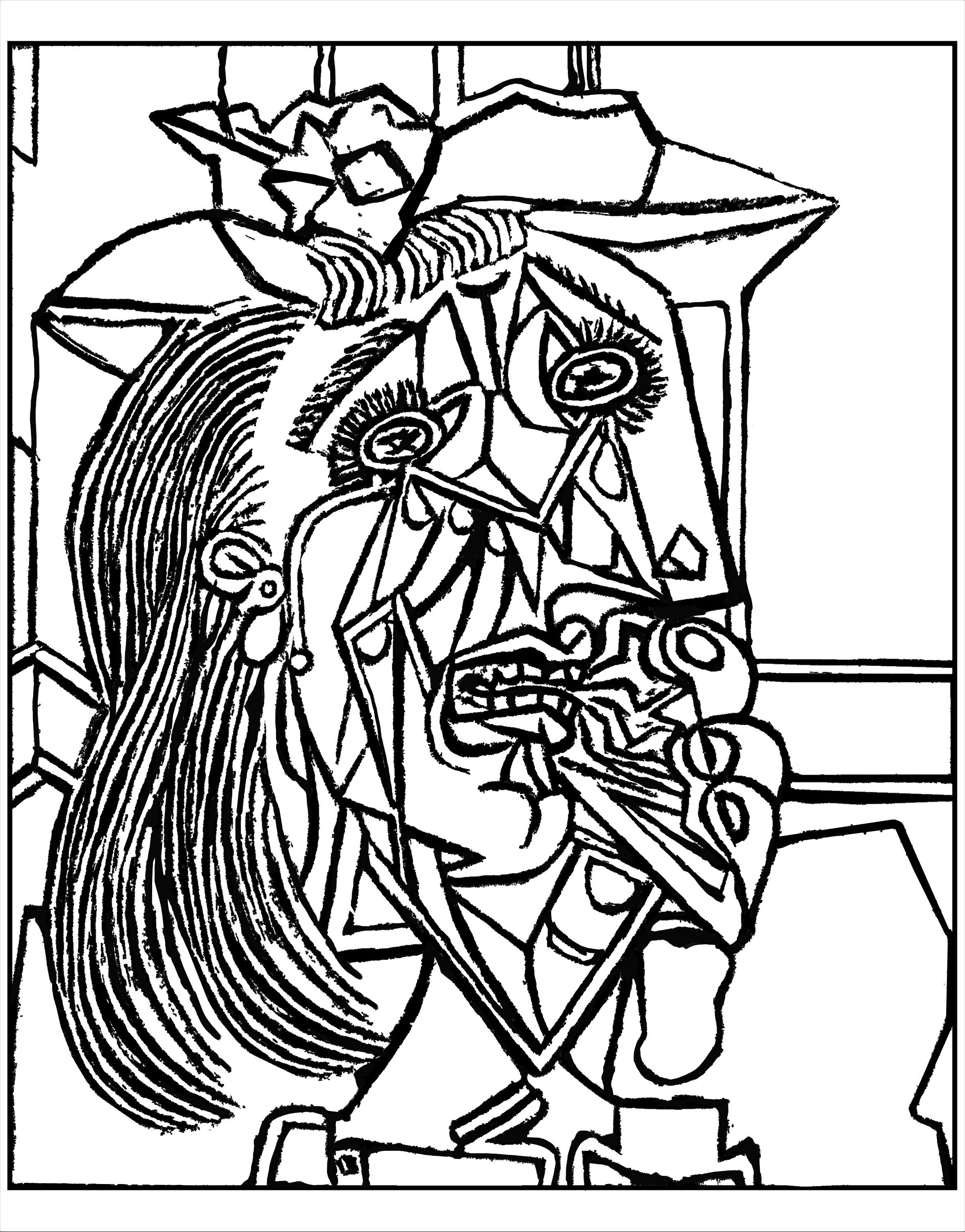 From picasso weeping woman 1937 - Masterpieces Adult Coloring Pages