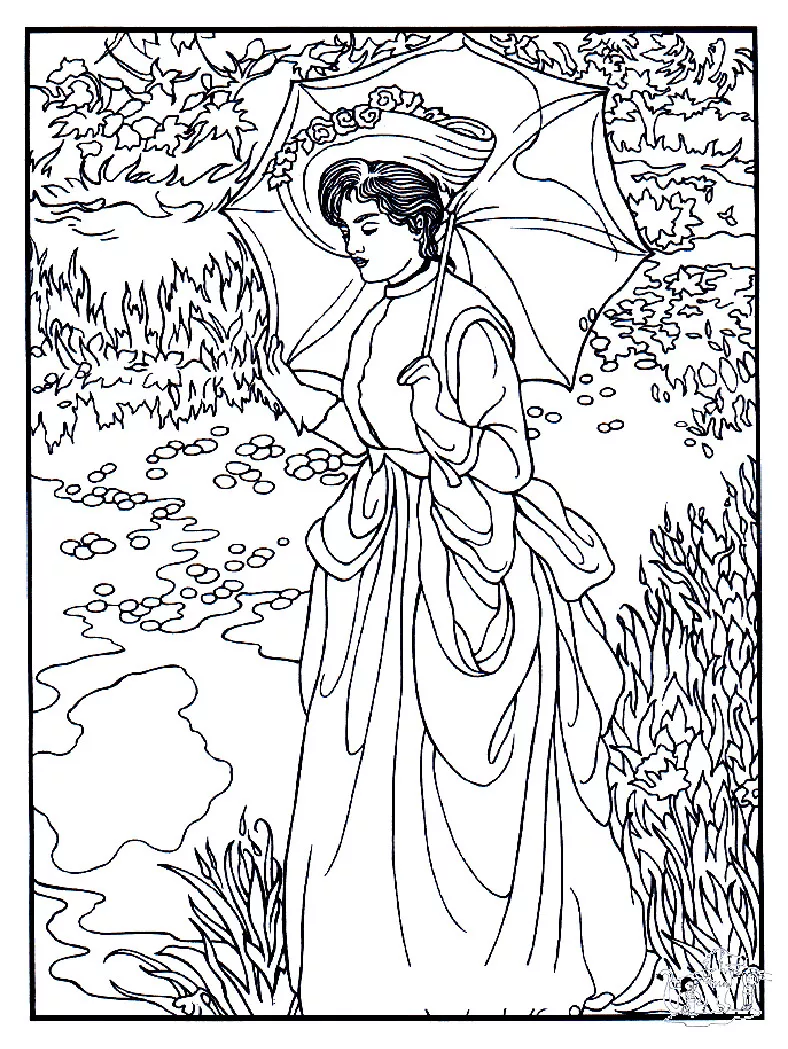Edouard Manet - Woman (Printable Masterpiece Coloring Page for adults)