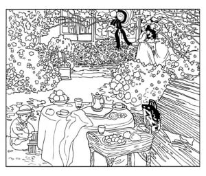 Claude Monet - The luncheon (1873) (Masterpiece Coloring Page)