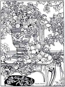 Frédéric Bazille - Flowers (Masterpiece Coloring Page)