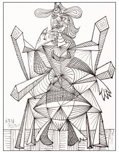 Pablo Picasso - Dora Maar with cat (Masterpiece Coloring Page)