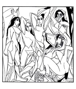 Pablo Picasso - Les Demoiselles d'Avignon (1907) (Masterpiece Coloring Page)