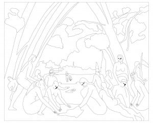 Paul Cezanne - The Large Bathers (Masterpiece Coloring Page)