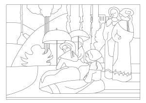 Emilie Bernard - Breton Women with Umbrellas (1892) (Masterpiece Coloring Page)