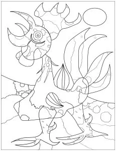 Printable Joan Miro complex coloring sheets for adults