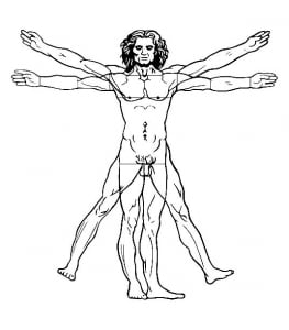 Leonardo da Vinci - Vitruvian man-1492 (Masterpiece Coloring Page)