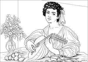The Lute Player (c. 1595-1596) - Caravaggio (Masterpiece Coloring Page)