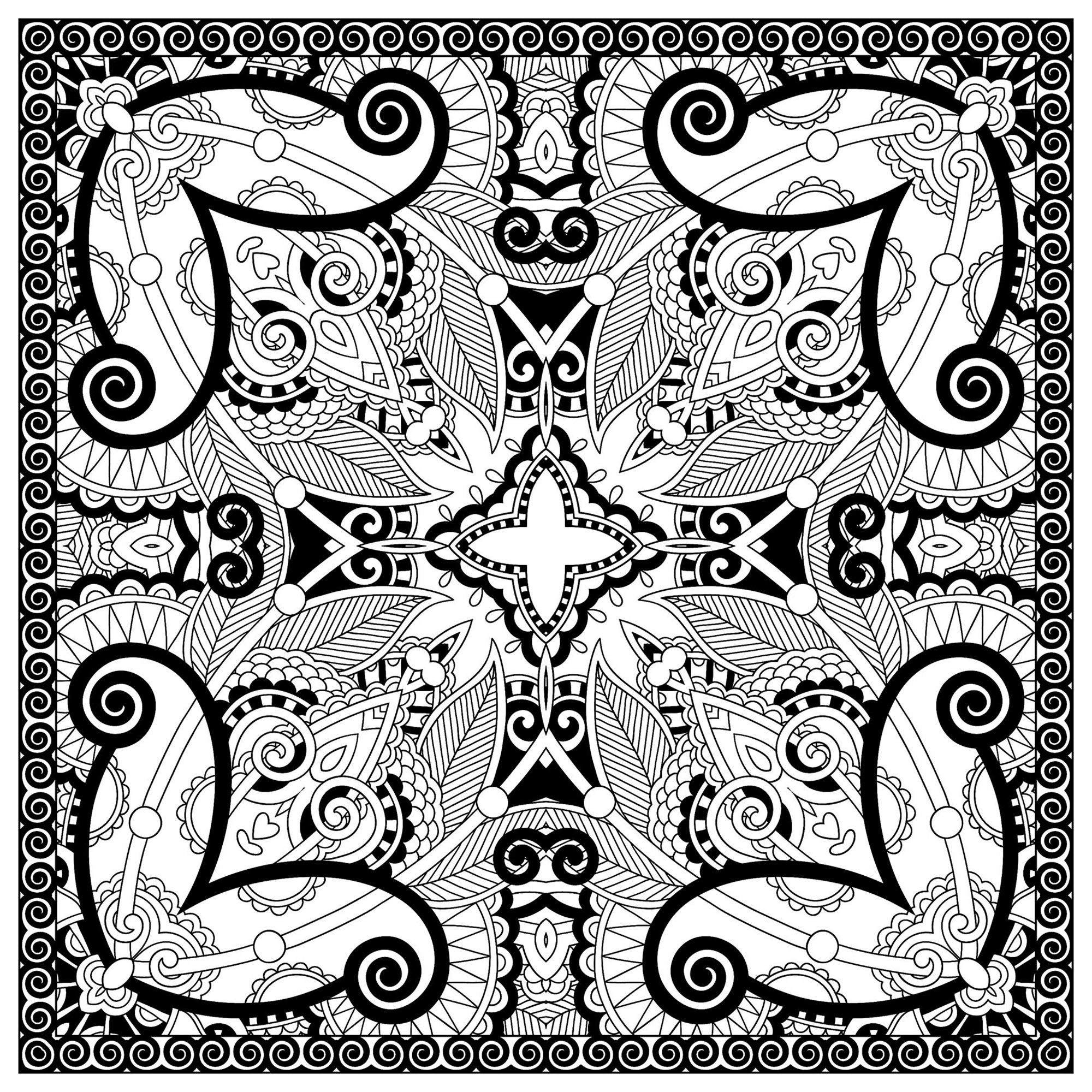 Coloring Page : Very complex azulejo Printable Coloring Page for adults : Very complex azulejo