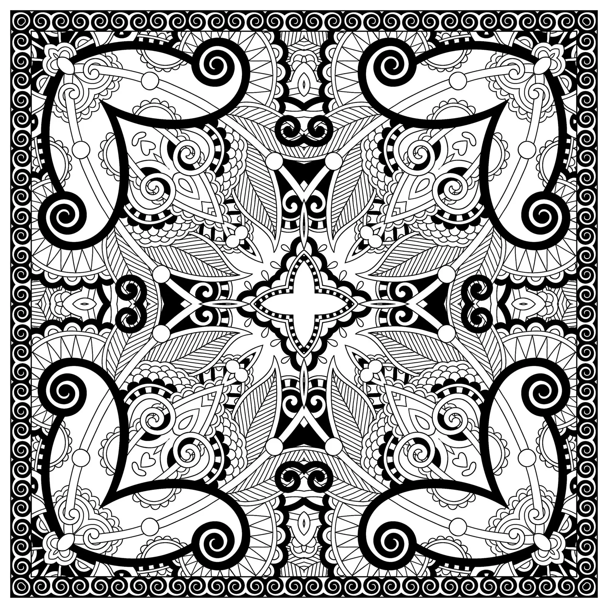 Very complex azulejo (Printable Coloring Page for adults)