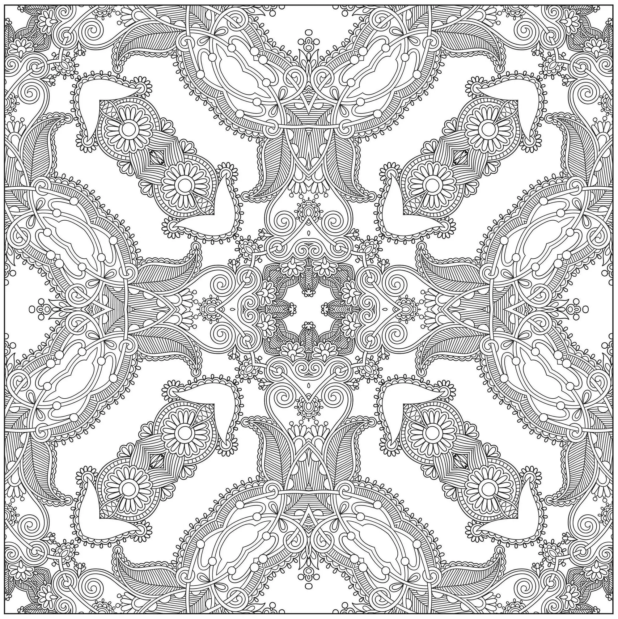 Azulejo complex - 3 (Printable Coloring Page for adults)
