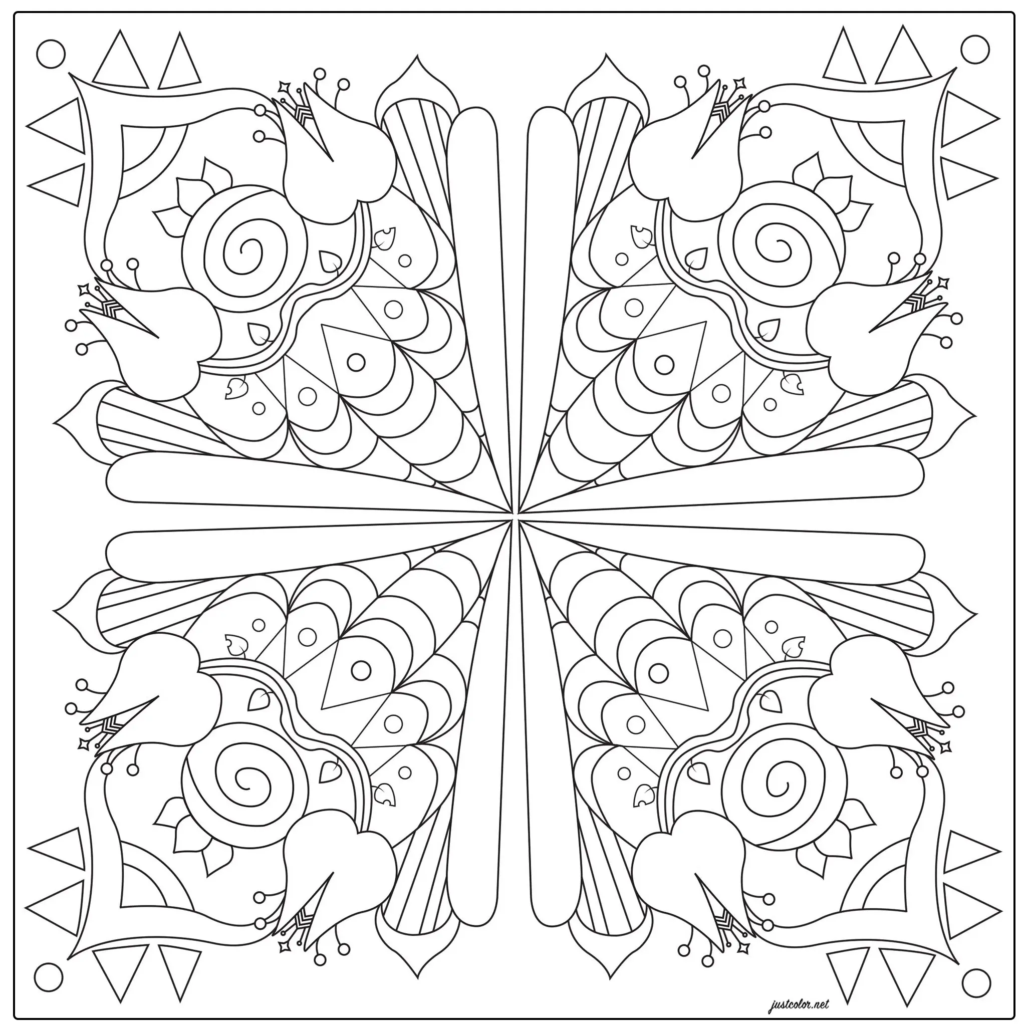 Floral and harmonious azulejo (Printable Coloring Page for adults)