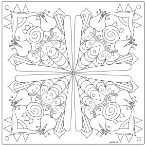 Floral and harmonious azulejo (Coloring Page)