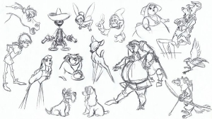 Sketches of various Disney characters (2)