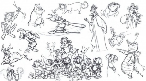Sketches of various Disney characters (1)