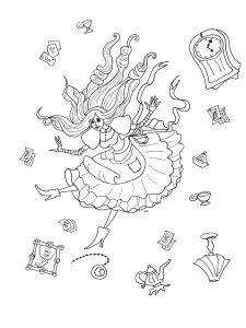 Alice in Wonderland: Alice falling with objects