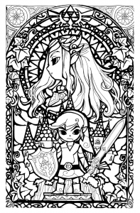 coloring-legend-of-zelda-stainglass-style