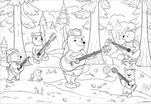 Bear singing in the forest