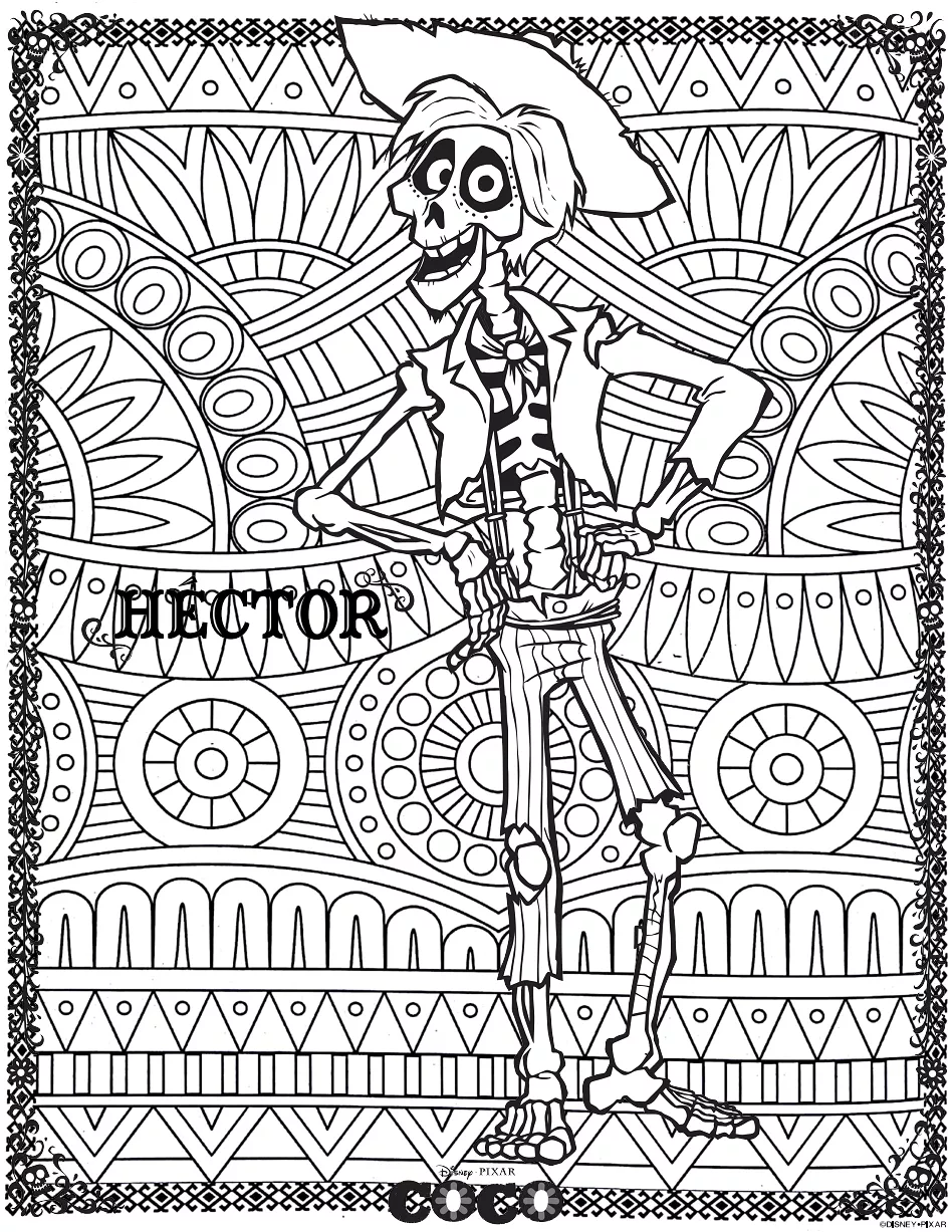 Coco : Hector (Printable Return to childhood Coloring Page for adults)