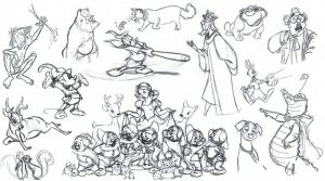 Coloring adult disney sketches various characters 2