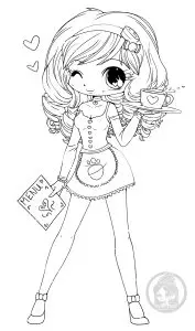 This cute girl winks you to make you want to color her!