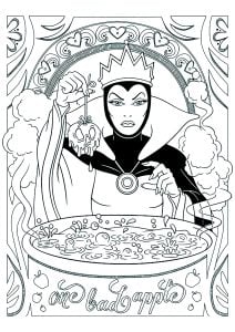Snow White's Evil Queen prepares her poison apple (Return to childhood Coloring Page)