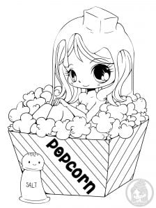 Coloring popcorn girl yampuff