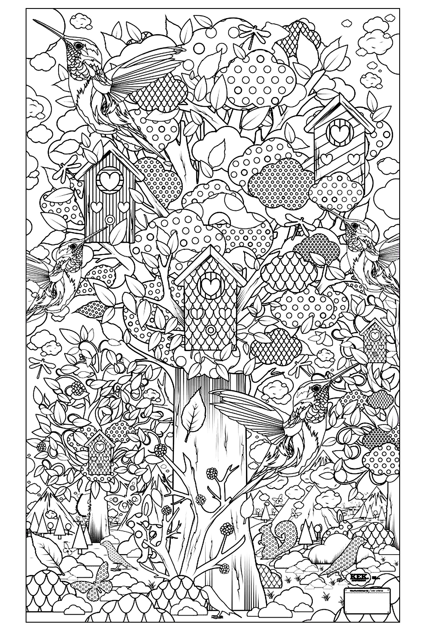 Birds guarden - Birds Adult Coloring Pages