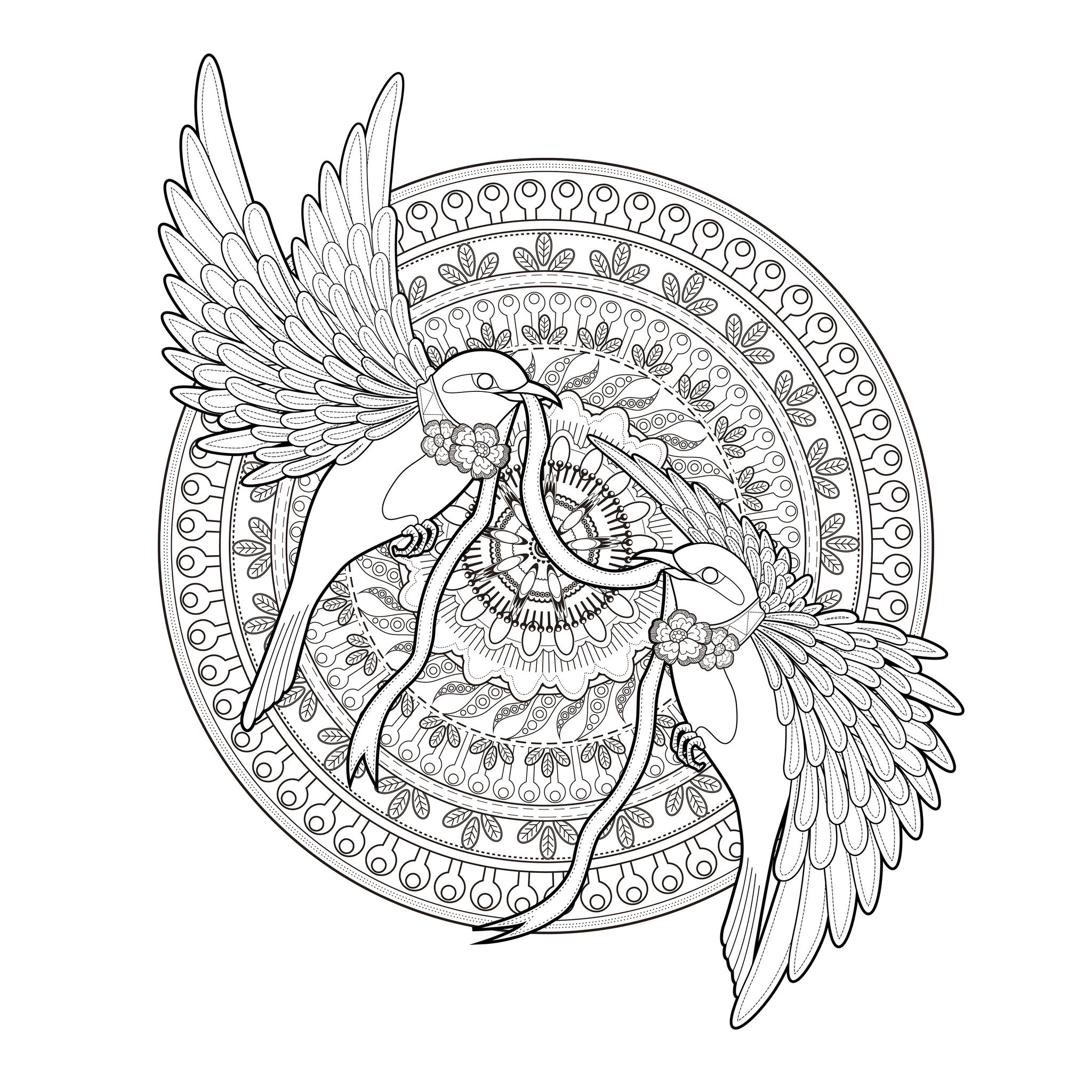 Bird Coloring Page : Golondrinas flying by kchung Printable Bird Coloring Page for adults : Golondrinas flying by kchung