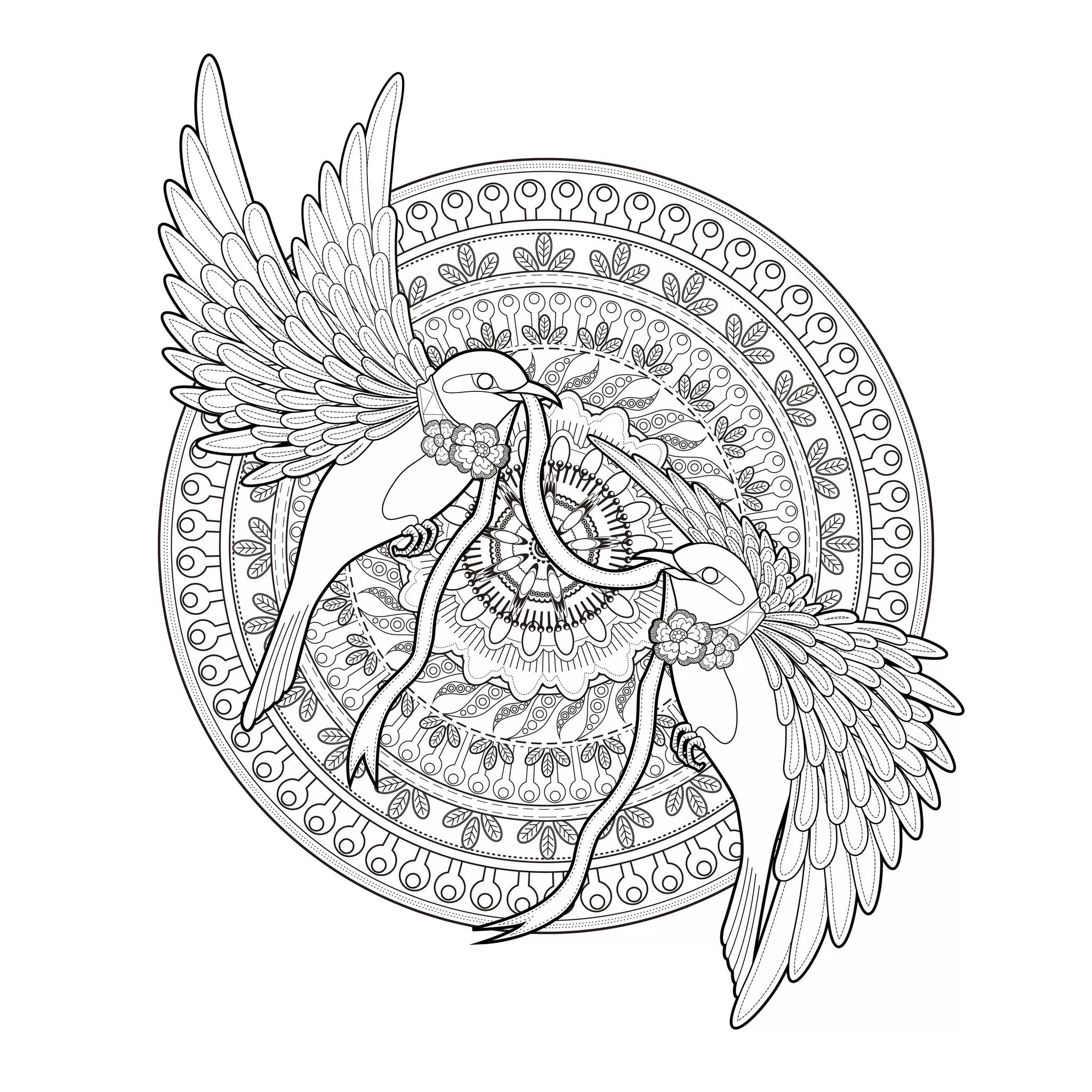 Golondrinas flying by kchung (Printable Bird Coloring Page for adults)